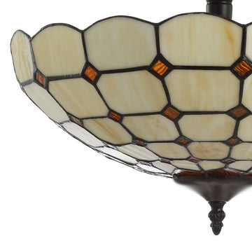 Jennifer 16" Tiffany Style Glass/Metal LED Semi - JONATHAN Y